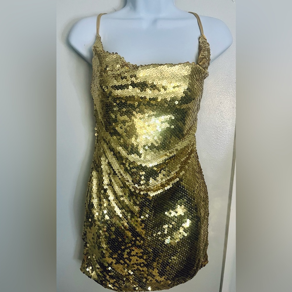 Gold Sequin Mini Dress